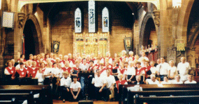 The whole tour group poses in Christ Church